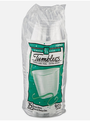 WNA Comet Smooth Wall Tumblers 9oz Clear Squat 25/Pack 14 Packs/Carton T9S(S15)