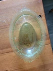 Vintage 10" Uranium Glass Oval Vegetable Bowl  Green