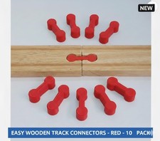 10x Red Wooden Train Track Connectors - Dogbone Adapters Fit Brio IKEA BigJigs