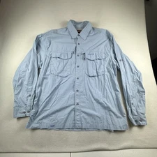 Simms Shirt Mens Extra Large Blue Vented Fishing Long Sleeve Button Up
