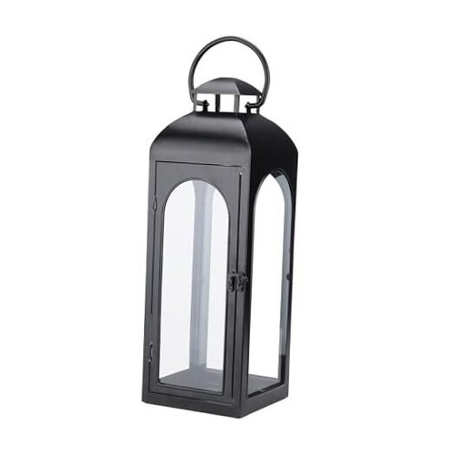 20-Inch Metal and Tempered Glass Candle Lantern - Premium Outdoor Lantern,