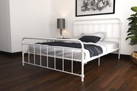 Wallace Double Bed in White Metal by Dorel