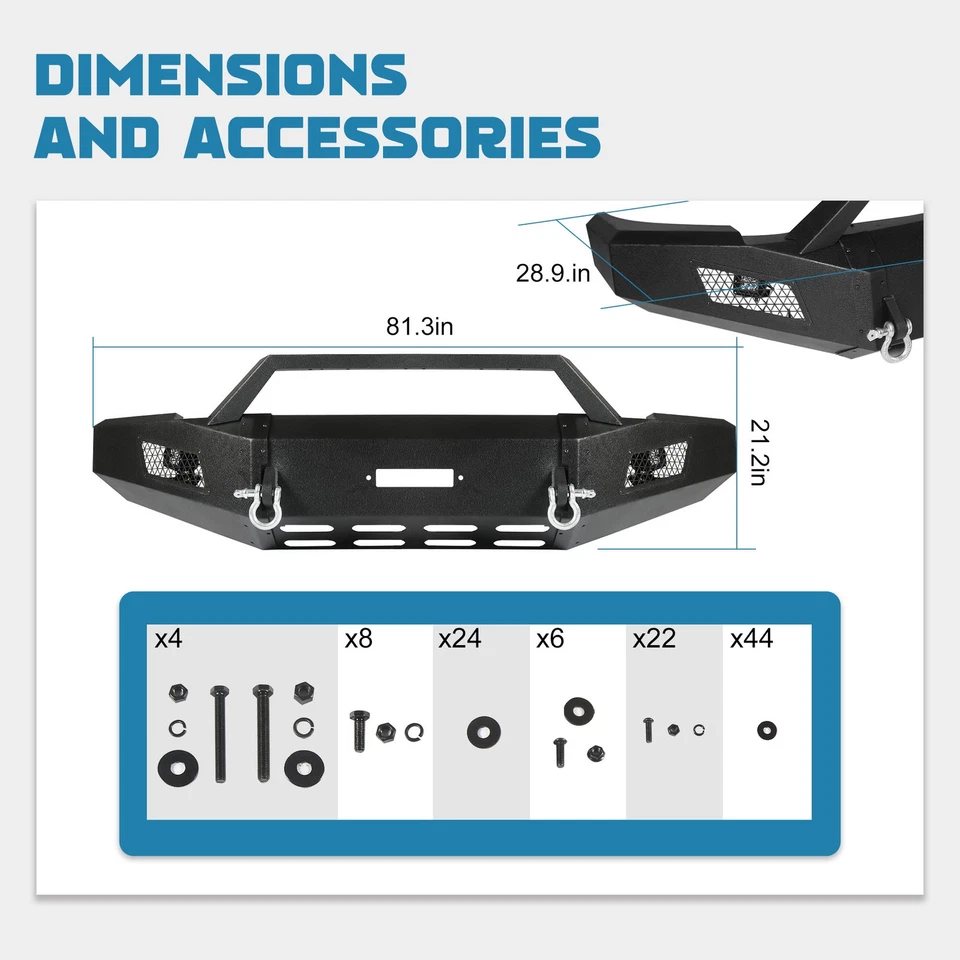 Steel Front Winch Bumper w/Skid Plate Fit For 2010-2018 Dodge Ram 2500 3500 Foto 2 de 4