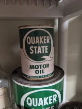 Vintage Quart and Gallon empty metal quaker state oil cans 