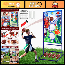 Inflatable Football Toss Game Set with 4 Balls - Outdoor Sports Toy for Kids