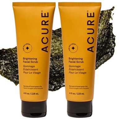 Acure Brightening Facial Scrub - Exfoliating Face Wash, Gentle Daily Scrubber &