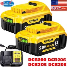 Pack 8.0AH Lithium Ion Battery/Charger For DeWalt 20V 20 Volt Max DCB206 DCB200