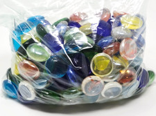 1 LB 11 oz MIXED FLAT GLASS MARBLES ACCENT GEMS VASE FILLERS, MOSAIC Color