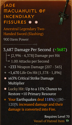  DIABLO 4 SEASON 13 Two Handed Sword 2GA CritDmg Multi+ LH:Resource GGEIII