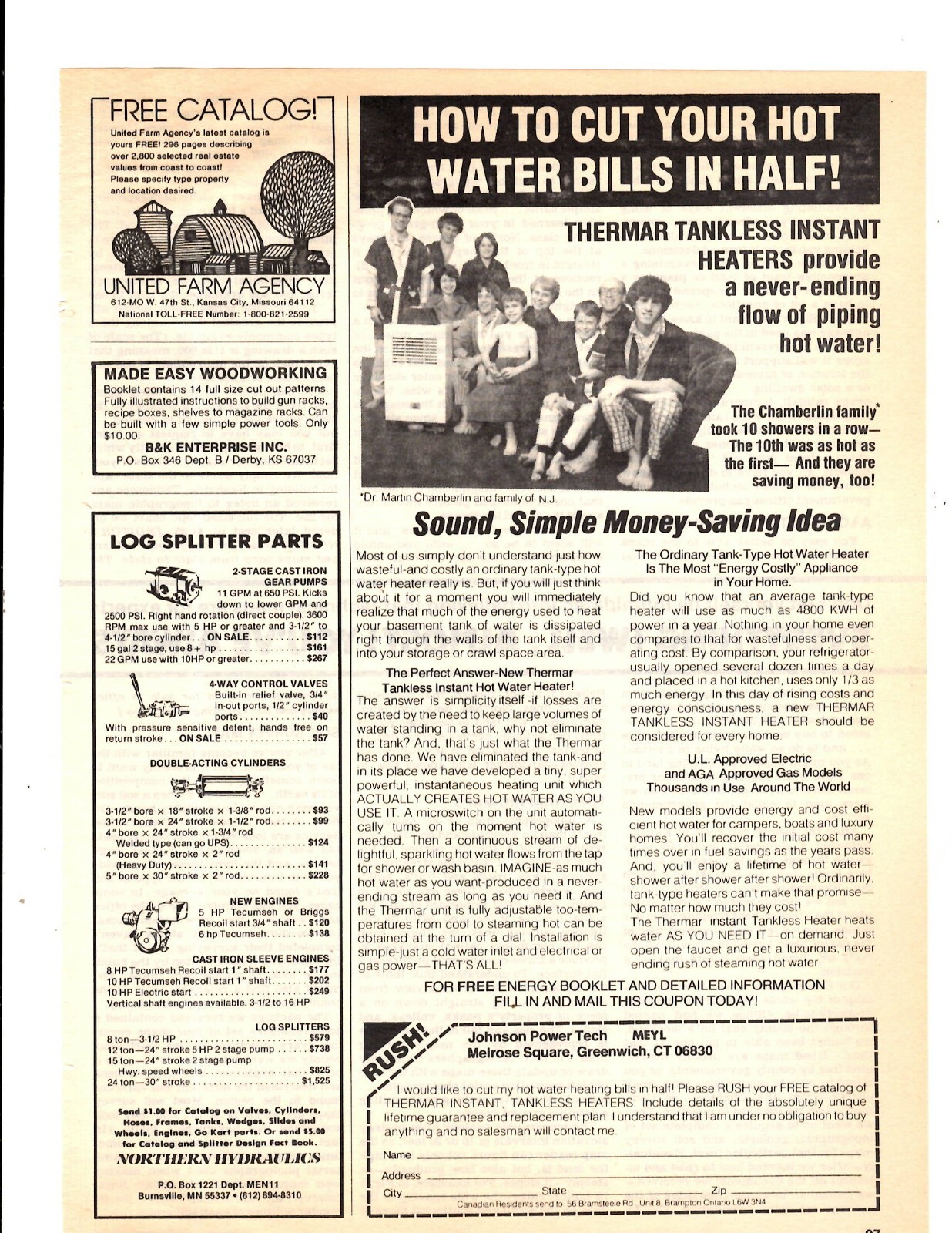 1981 Print Ad Johnson Power Tech How to Cut Your Hot Water Bills in