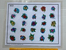 Vintage 1991 Spaulding Rogers Tattoo Flash Sheet D Series 95D Flowers