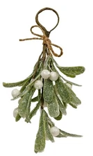 8" Frosted Mistletoe Christmas Ornament Glitter Frosty White Berries~Country NEW