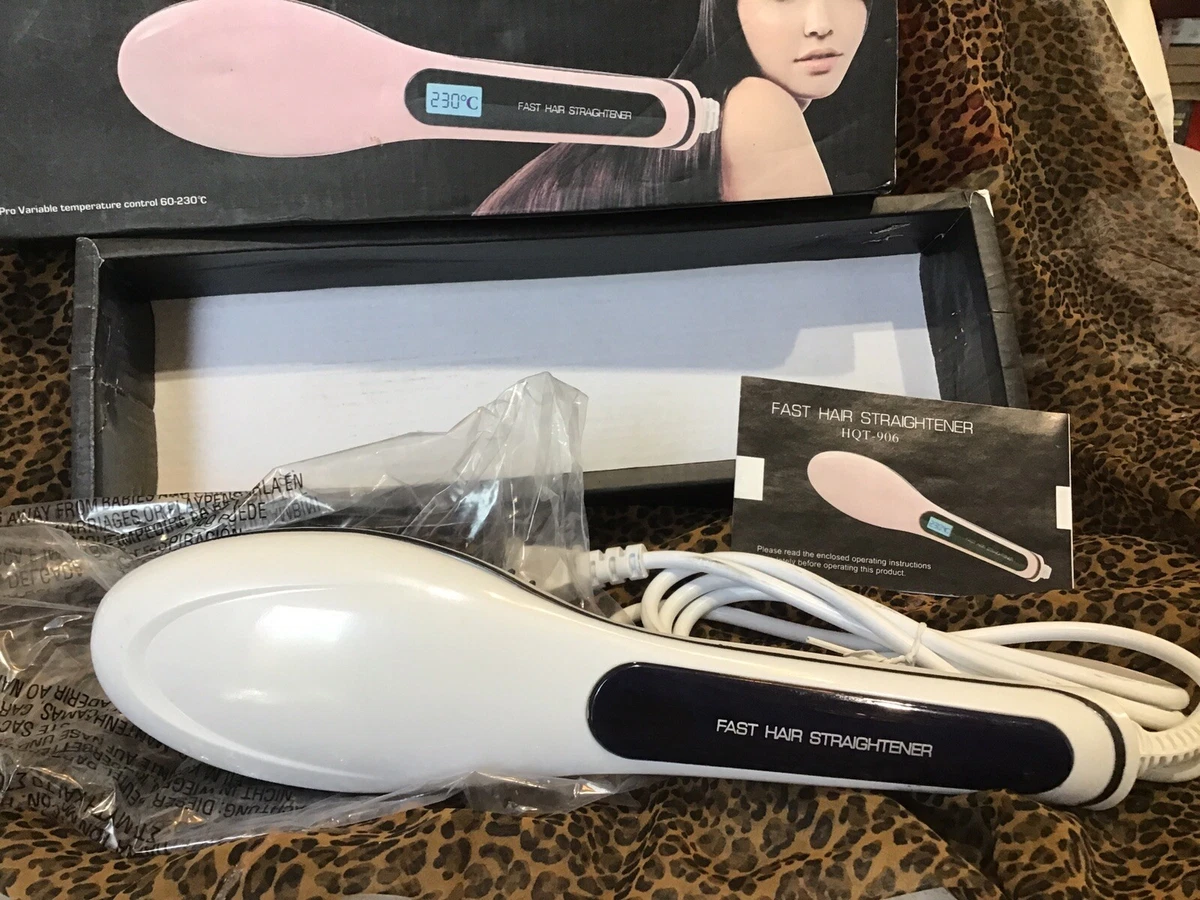 White Fast Hot Hair Straightener Comb Brush Lcd Screen Flat Iron