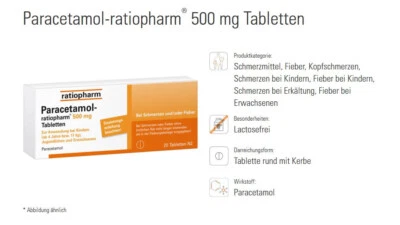 PARACETAMOL-ratiopharm 500 mg Tabletten 20 St PZN 01126111#