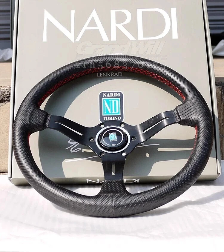330mm 13' NARDI Perforated Leather Mid-deep 50mm 2' Racing Sport Steering Wheel - Image 3 of 4