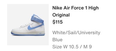 Size 10.5 - Nike Air Force 1 High White University Blue W | eBay display picture 2