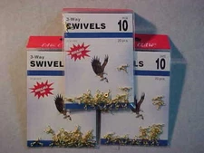 60 NEW Eagle Claw  GOLD  3 Way Swivels Size 10 crappie bass river rig