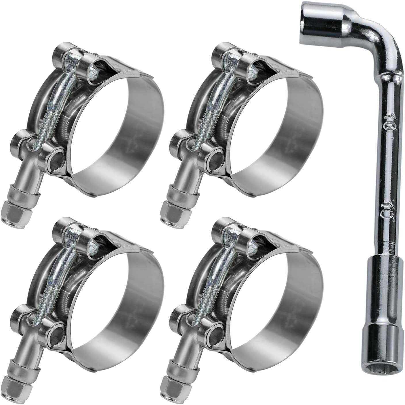 4 Pack 1.75 Inch T Bolt Hose Clamps Working Range 51-57Mm for 1.75 Inch Hose ID,