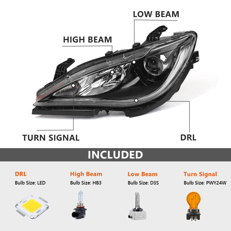 Pair HID/Xenon LED Headlights For Chrysler Pacifica 2017-2020 w/ Bulbs & Ballast - Image 3 of 4