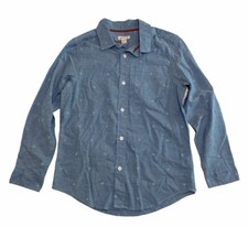 Boys Cat Jack Button Up Long Sleeve Blue Geometric Dress Shirt Size M 8/10