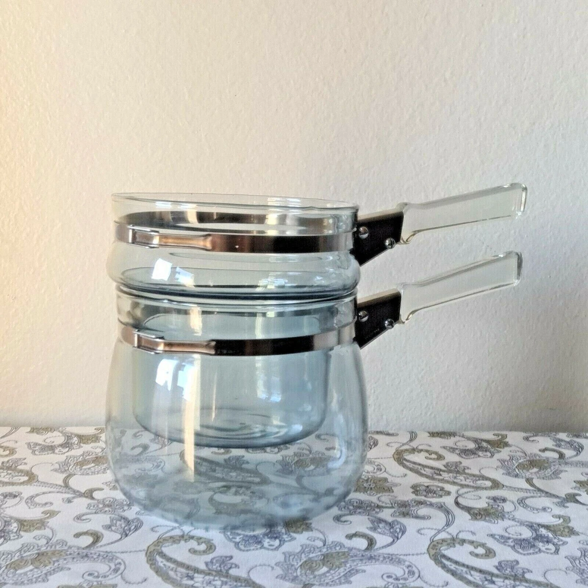 Vintage Pyrex Flameware Double Boiler 6763U Blue Tint, 54 OFF