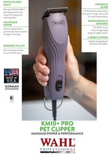 Wahl PRO KM10 Plus 2-Speed Clipper KIT PRIME 10 Blade Set PET DOG GROOMING