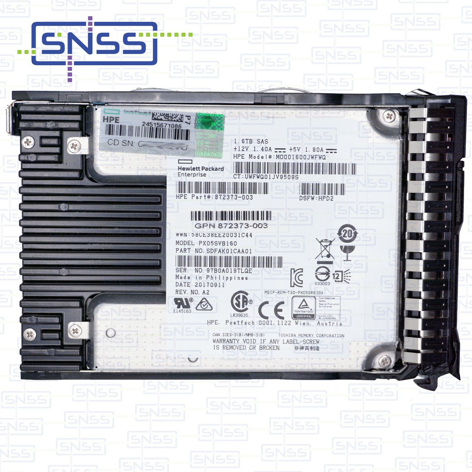 HPE 1.6TB SAS 12G 2.5" MIXED USE SC SSD 95%≤ HEALTH 3DWPD 872509-001 EX ...