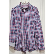 Johnston  Murphy Plaid Button Up Dress Shirt Size XL