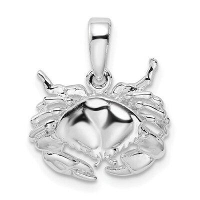 925 Sterling Silber Maritim Charm Anhänger, Mini 2D Stein Krabbe