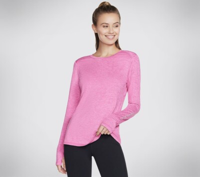 Skechers GODRI SWIFT Long Sleeve Women's Top XL Pink Sand Washed Jersey  Pullover