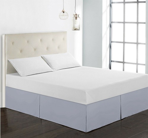 Solid Color Bed Skirt Double Brushed Pleated Tailored Dust Ruffle Queen King - Picture 21 of 21