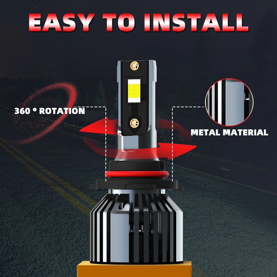 Combo 9012+H11 LED Headlight Fog Light Bulbs Kit 8000K For Fiat 500 2012-2019 - Image 2 of 4