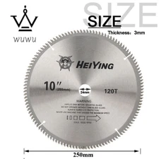 10'' 120T Circular Saw Blade Multitool Cutting Wood/Aluminum Discs 24mm Bore
