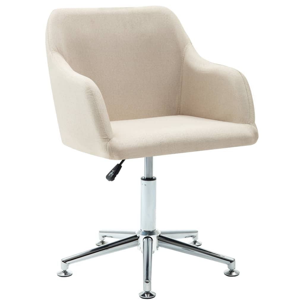 Cream Polyester Office Chair with Plywood Seat and Adjustable Steel Base-image