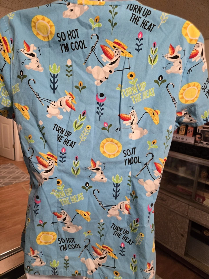 Women's Disney Snowman  Scrub Top XS - Image 2 of 3