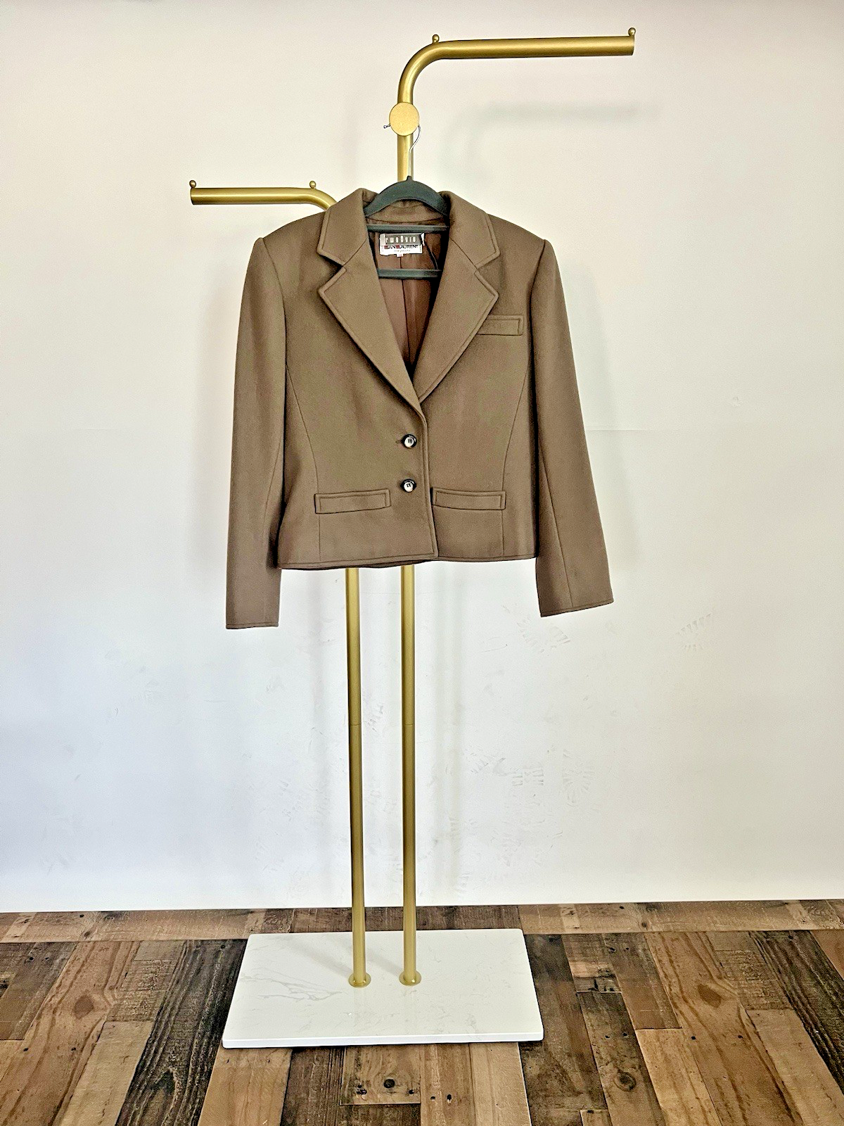 Cappotto Yves Saint Laurent Lana Pea Made in France Taglia 38 US Medium Neutro