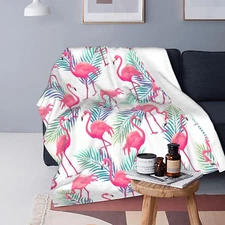 Tropical Pink Flamingo Throw Blanket Soft Bed Blankets Lightweight Cozy Plush Fl