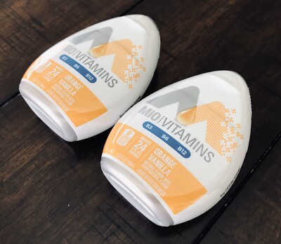 NEW MiO Vitamins B3 B6 B12 Orange Vanilla (2 Bottles Total) 48 Shots/Servings 