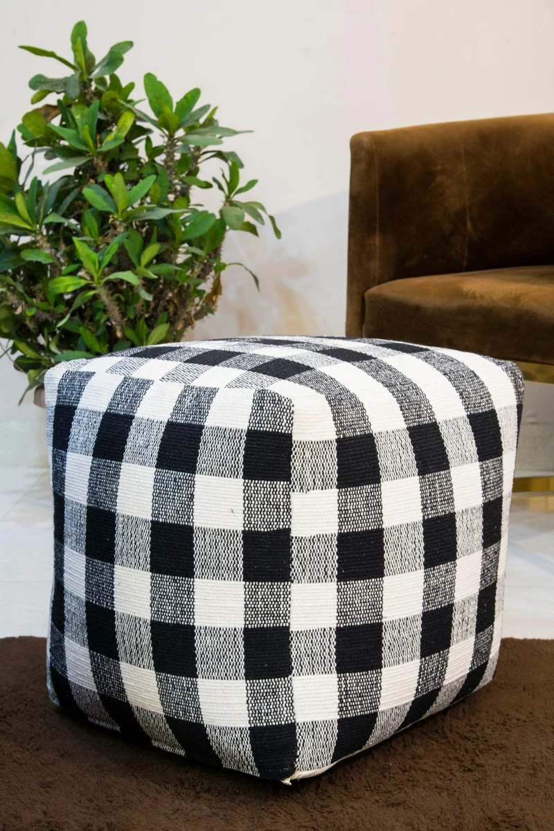 Buffalo plaid pouf deals
