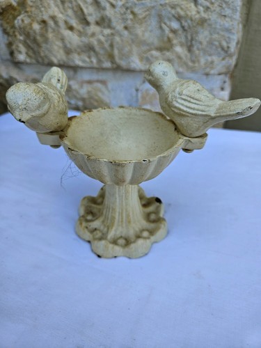Vintage Cast Iron Mini Bird Butterfly Feeder Rustic Garden Decor Original Tag - Picture 2 of 11