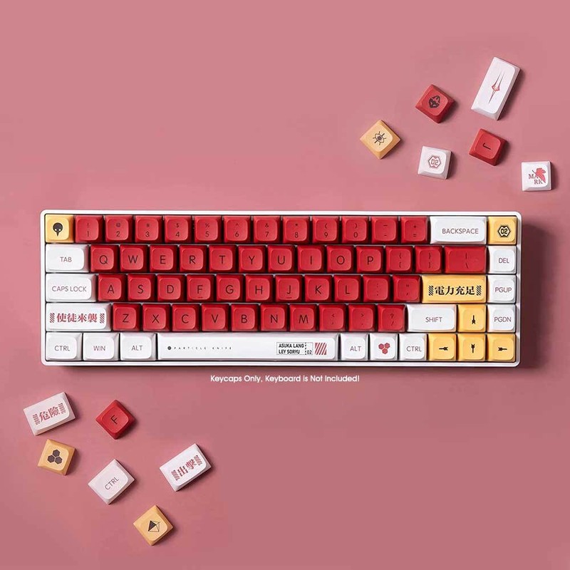 EVA-02 Asuka Langley Soryu Keycaps PBT XDA Profile 136 Keys Set For MX Keyboards