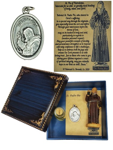 St Padre Pio healing stigmata Italian Saint holy medal blessed oil statue NEW - Picture 3 of 10