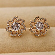 2Ct Lab Created Round Diamond Cluster Flower Stud Earring 14K Yellow Gold Finish