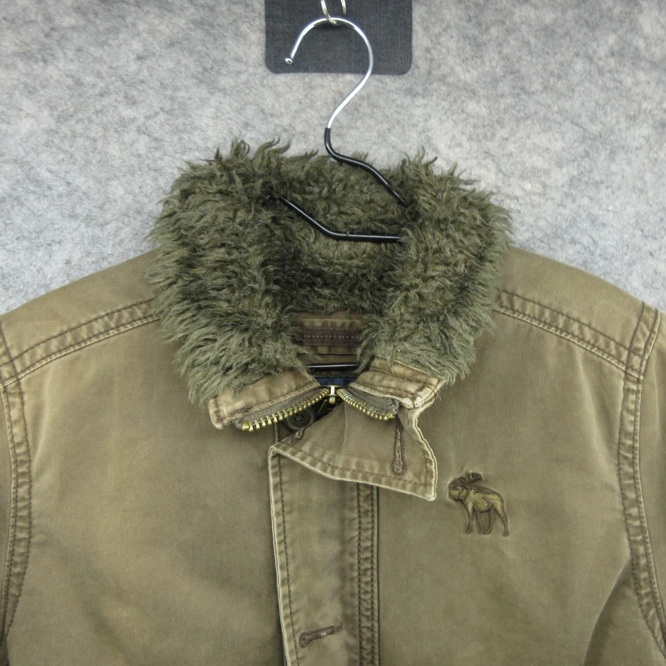 Abercrombie & Fitch Jacket Boys XL Green Adirondack Faded Distressed Youth - Image 2 of 4