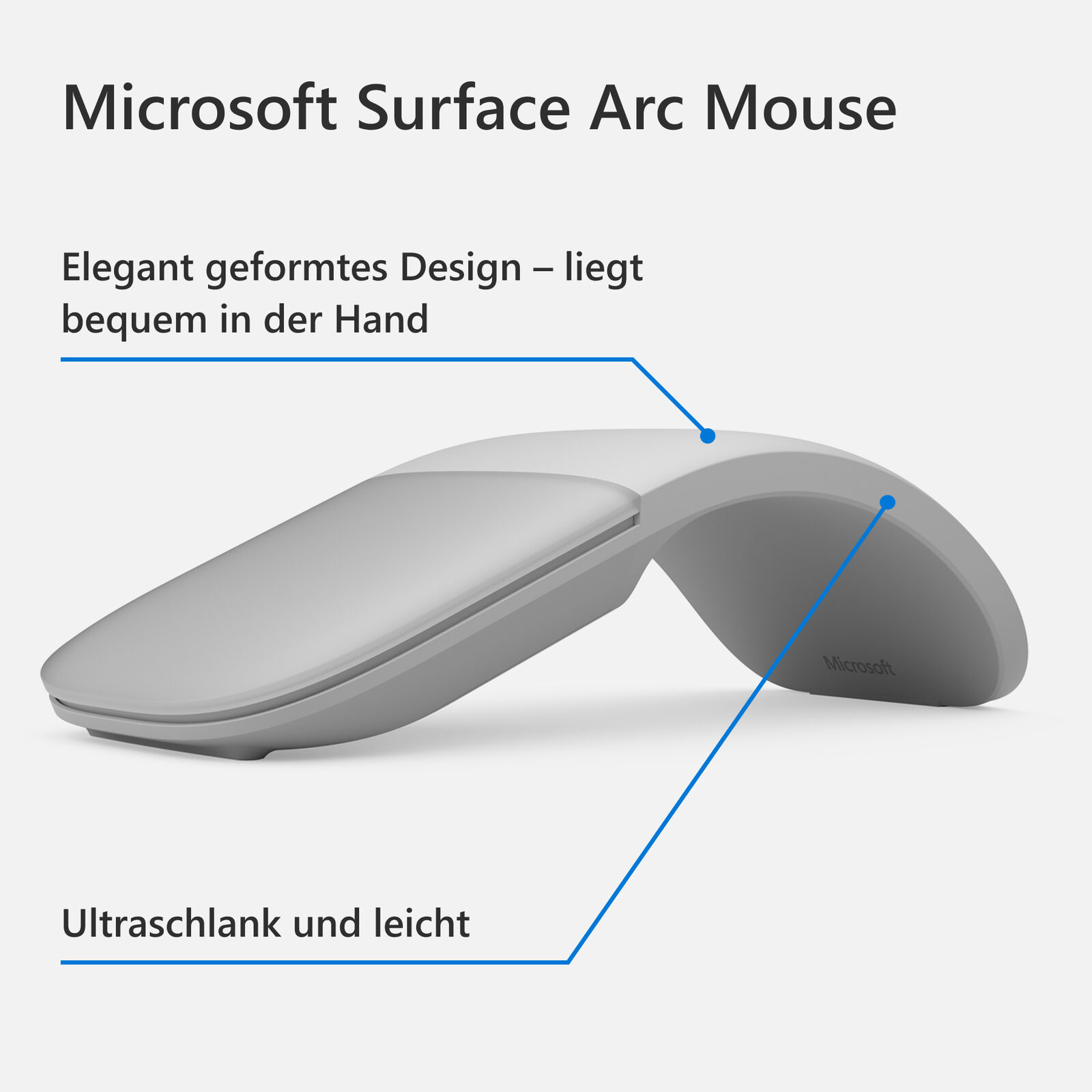 Microsoft Surface Arc Mouse in Platin Grau