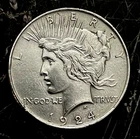 1924 Peace Dollar, Blast White Gem BU++-MS+ Free Shipping  P-2