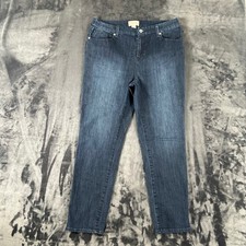 Chico's Jeans Women 1 Blue Ankle Slim Straight Leg Dark Wash Stretch Denim