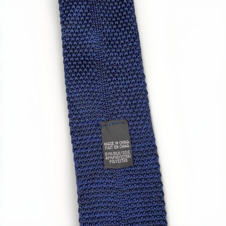 Corbata Tommy Hilfiger Tejida Extremo Cuadrado Mezcla Seda Azul y Rojo Preppy Clásica Foto 3 de 4