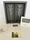 Vintage Signed Waterford Hand-Cut 9.25" Millennium PEACE Toasting Flutes - w/Box