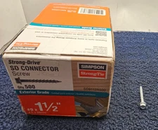 QTY 500 Simpson Strong-Tie SD9112R500: #9x1-1/2" Strong-Drive SD Connector Screw